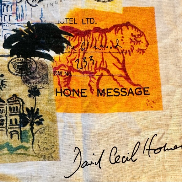 NWOT Linen tea towel Raffles Hotel Singapore David Cecil Holmes - Picture 4 of 12